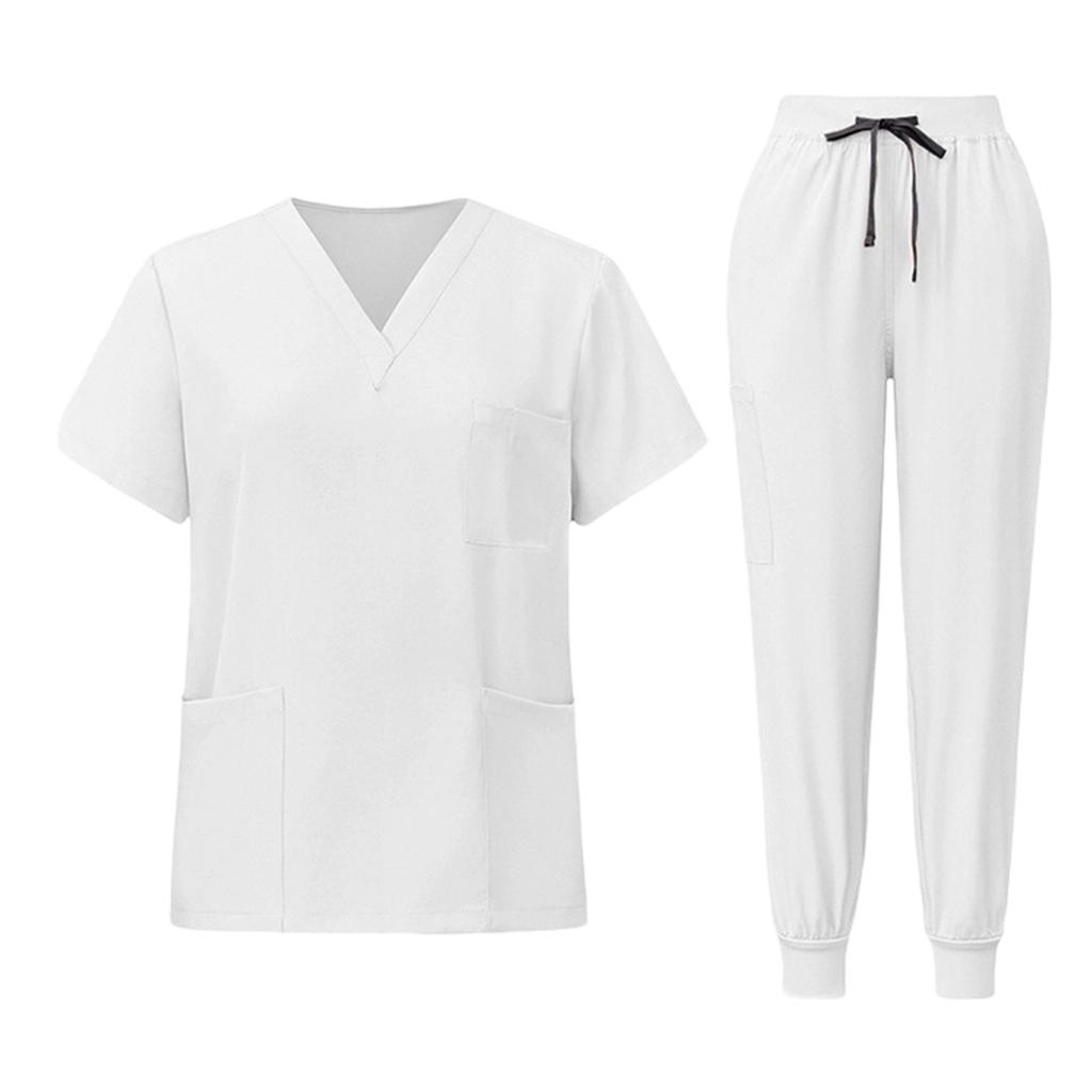 Unisex Luźny i Wygodny Dekolt w Serek Krótki Rękaw Spodnie Odzież Robocza Strój Urody Zestaw Ochronny