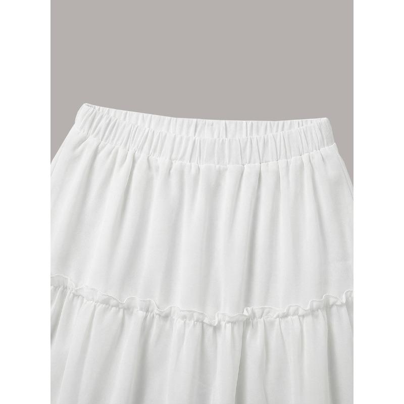 New white cake skirt summer elastic waist multi-layer ruffle edge skirt large size thin skirt