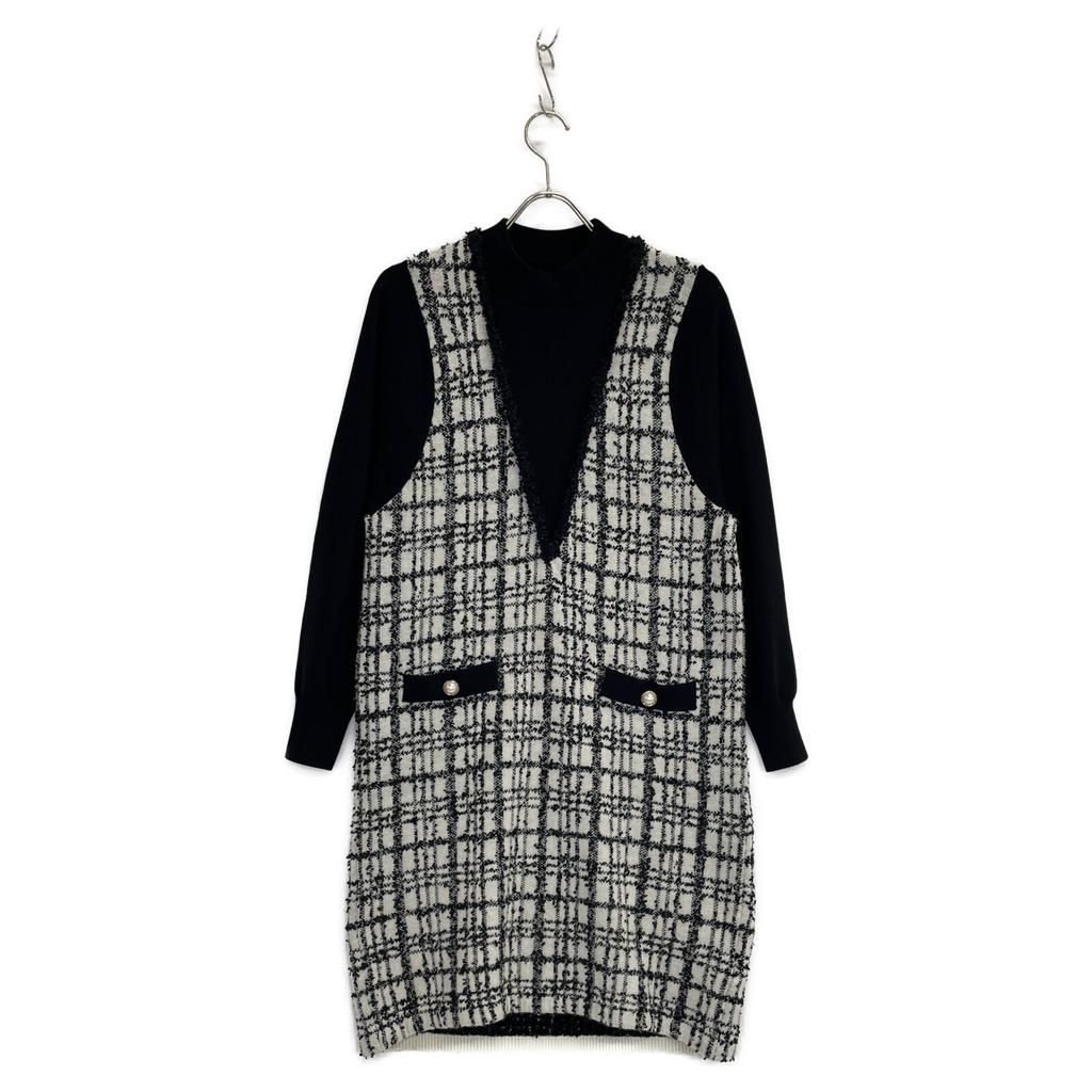 Diagram 22 Year Old White X Black Tweet One Piece Dress 36 Black White TweedUsed