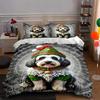 Festive Dog Illustration. Bedding Duvet Cover Sets Duvet Covers Pillowcases Gifts (1 * Duvet Cover 2 * Pillowcases, Without Duvet Insert)
