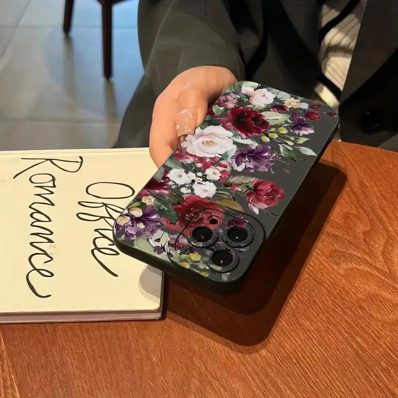 For iPhone 16 15 14 13 12 11 Pro Max Flower Pattern Phone Cover For iPhone XS Max XR X 7 8 14 Plus 15 Matte Soft Silicone Cover