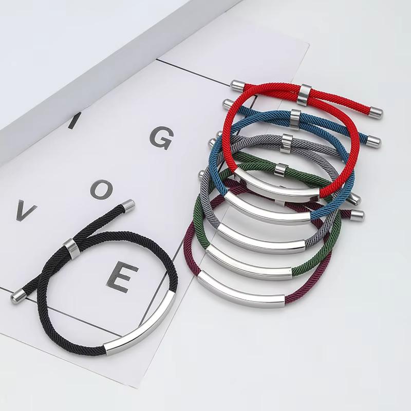 Unisex CE Certificated Handmade Woven Rope Engraving Customizable for Party Gift Stainless Steel Bracelets