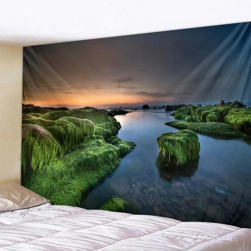 Beautiful Natural Landscape Large Tapestry Forest Waterfall Bohemian Wall Art Decoration Blanket Home Background Cloth Bedspread