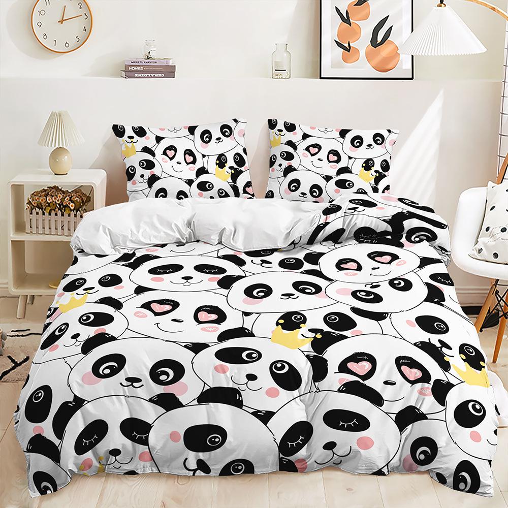Bed Three-Piece Quilt Cover Small Fresh Stacked Animal Kit Bedding