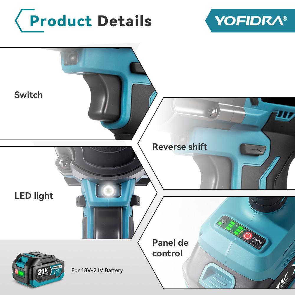Yofidra 15000PSI 103Mpa Electric Grease Gun High Pressure Lubricating Oil Injector Machine Grease Gun For Makita 18V Battery Pin