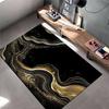 Abstract Black and Gold Wave Pattern Rug Non-slip Rug Suitable for Living Room and Bedroom Sofas