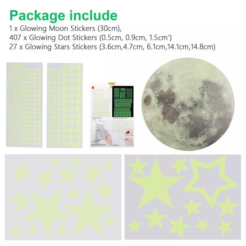 435Pcs/Set Luminous Moon Star Wall Sticker For Kids Bedroom Ceiling Home Decoration Diy Decal Glow In The Dark Wallpaper Mural