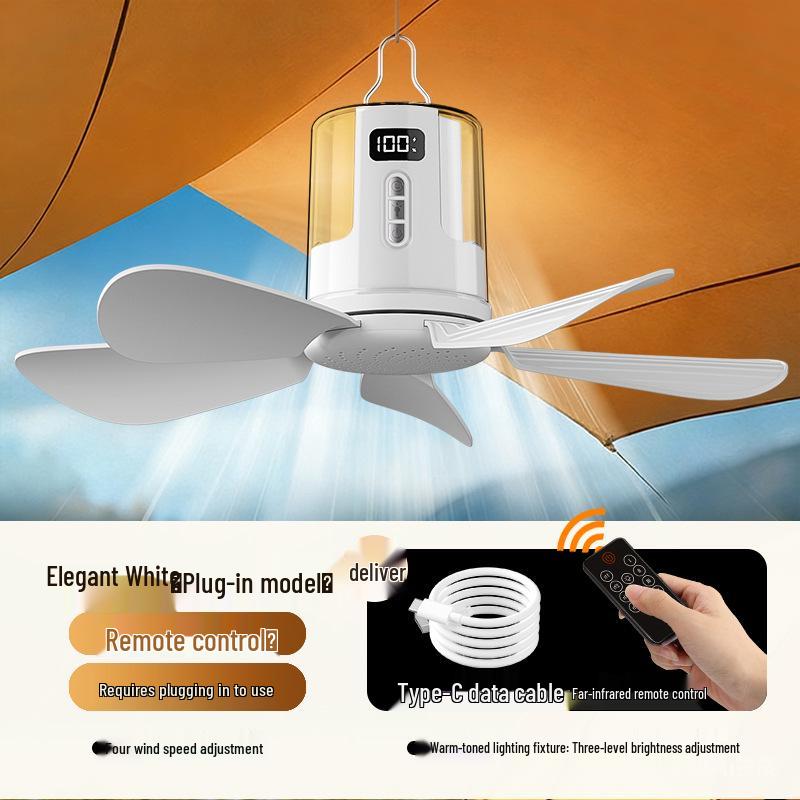 

2026 Rechargeable Ceiling Fan with USB, Large Wind Power for Dorms and Camping, Night Light, Ultra-Long Battery Life 12.5*9.8*17.2
