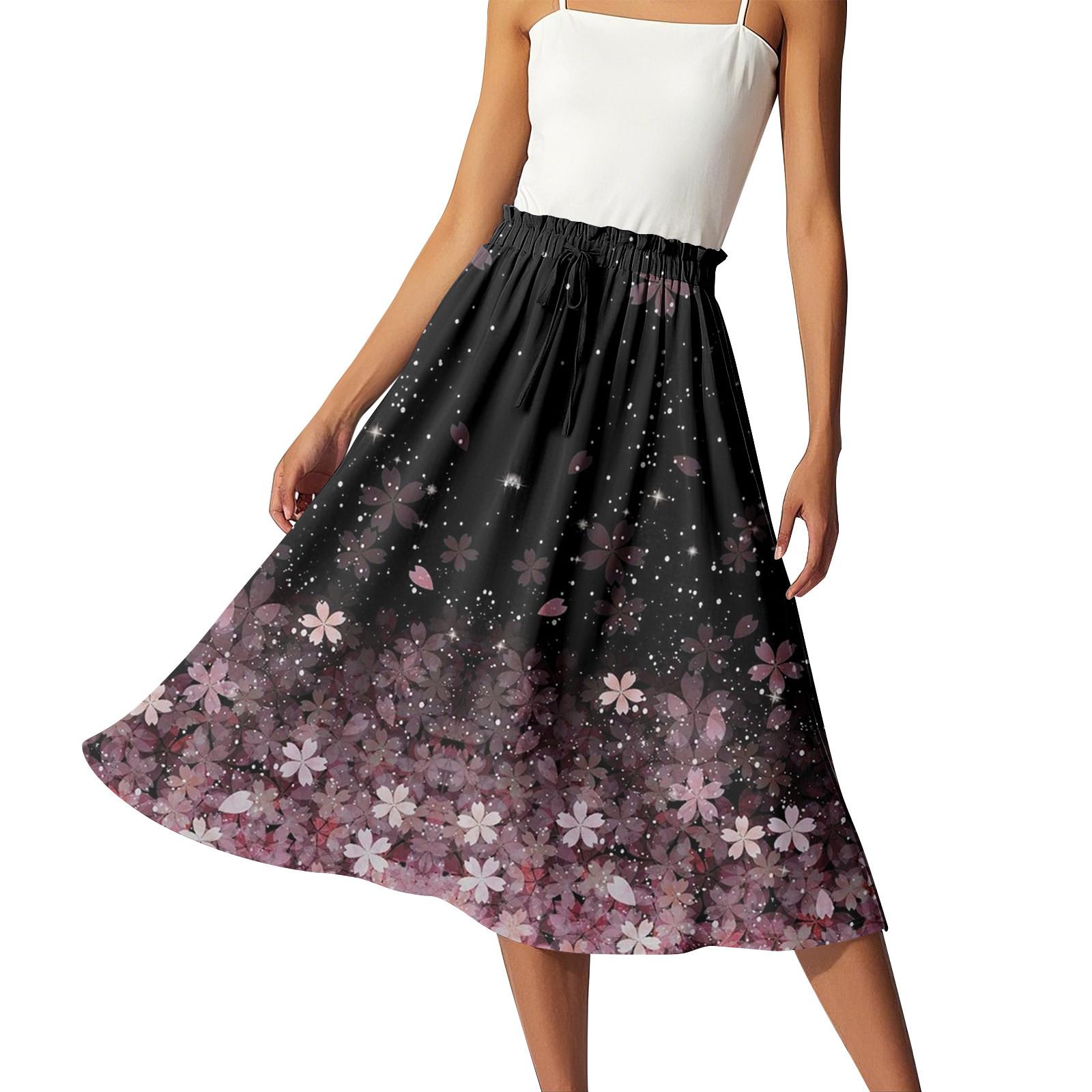 

Женская повседневная юбка А-силуэта с завязками на талии и принтом XXL