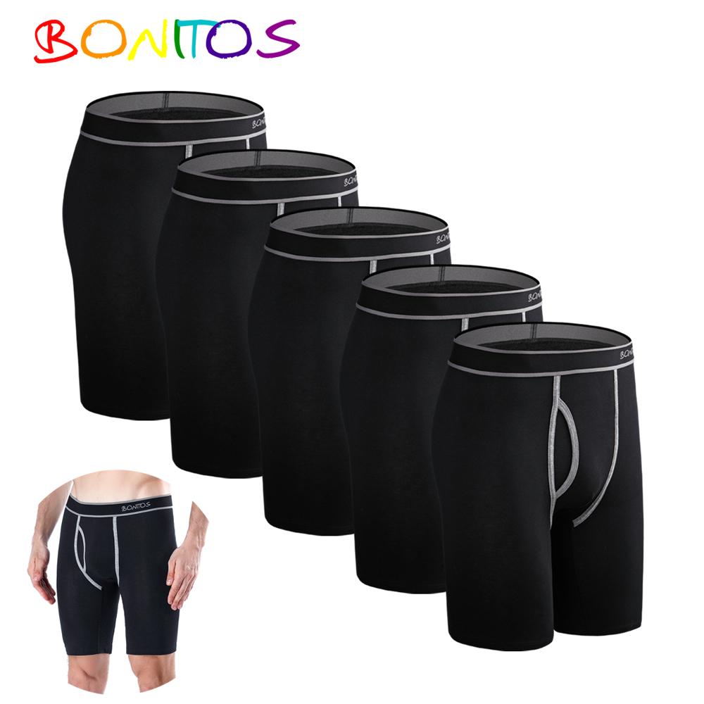 

BONITOS, 5 шт., длинные мужские трусы, хлопковые мужские трусы, удобное нижнее белье для мужчин, боксеры S