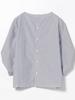 Beams Heart Stripe Blouse with Voluminous One Size Women's S/S Sleeves,