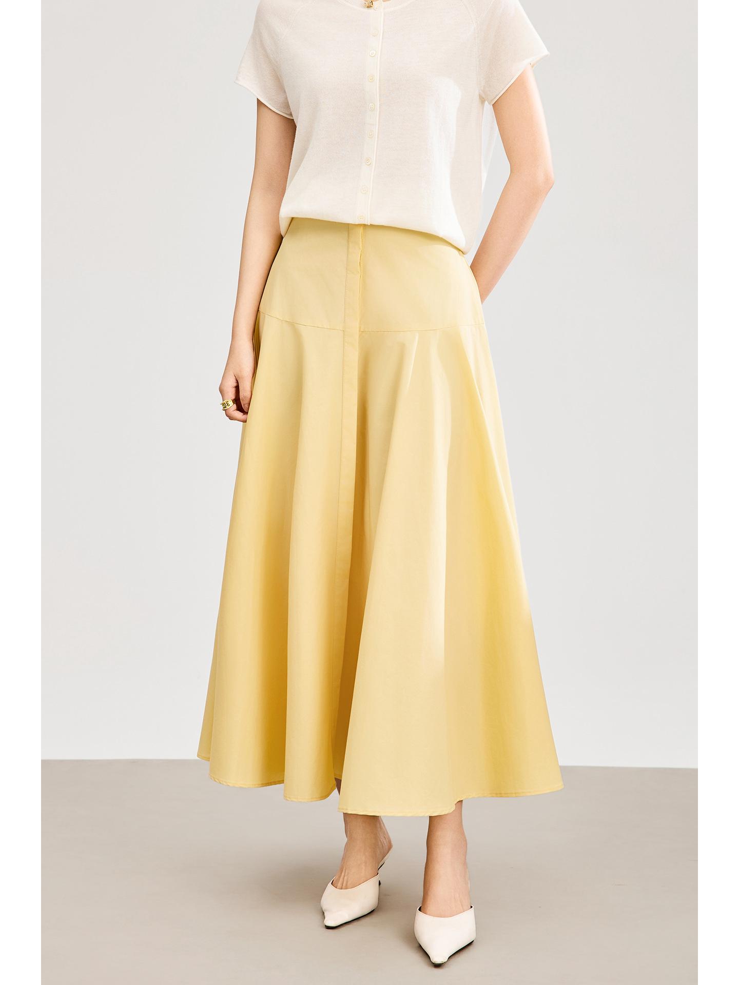 

High-Count Combed Cotton Elegant Wide Hem High-Waist Skirt - Spring/Summer New Arrival Large (L) жёлтый/имбирный