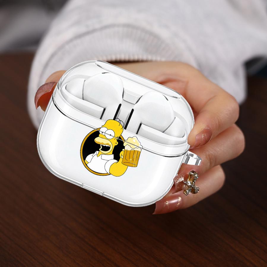 Case For Samsung Galaxy Buds 2 3 FE Live 3Pro 4 Pro 4Pro 2Pro Clear Earphone Cases Cover With Hook The Simpsons