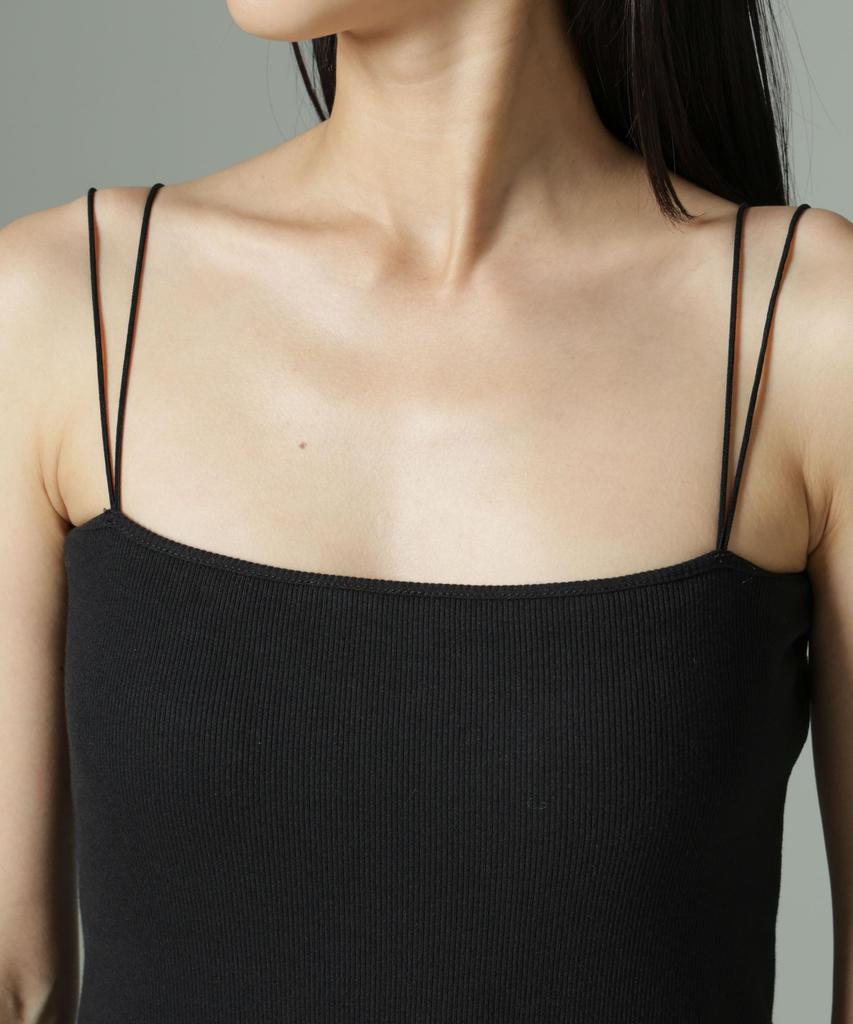 Nano Universe Antibacterial and Deodorizing Ribbed Camisole with Cups and Double Size F Straps, Women's, 050, Brown, 673-5124300