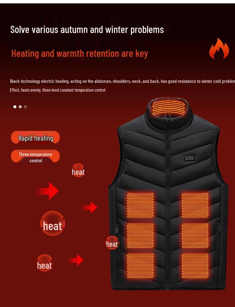 Herren Beheizbare Stehkragenweste mit USB-betriebenem Kohlefaser-Heizsystem
