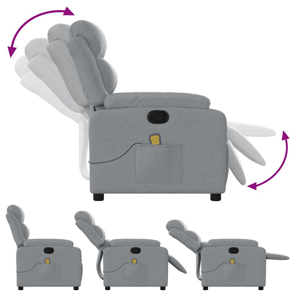 Vidaxl Foldable Massage Armchair, Light Gray, Fabric Upholstered