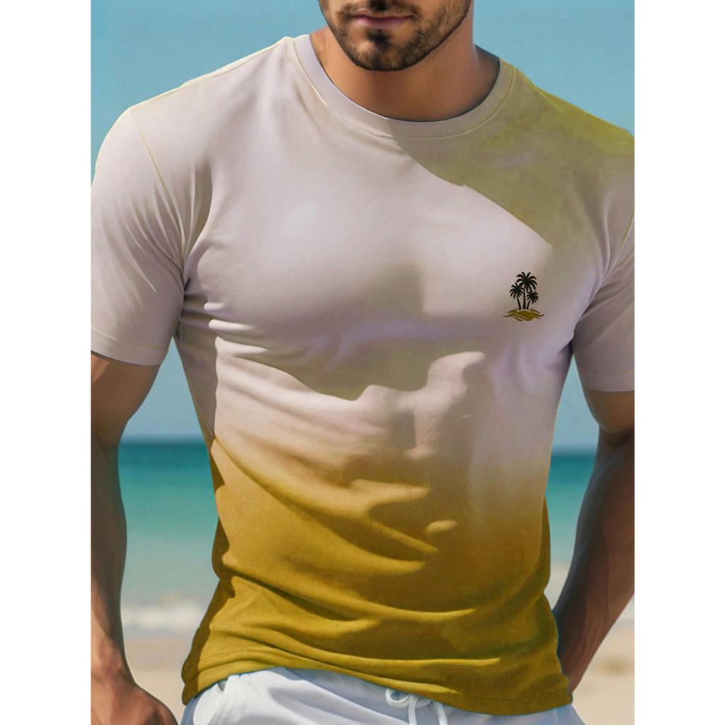 Hawaii Street Fashion Men's T-shirt New Summer Beach Vacation Men's Casual T-shirt Outdoor Sports Men's Short Sleeve Top