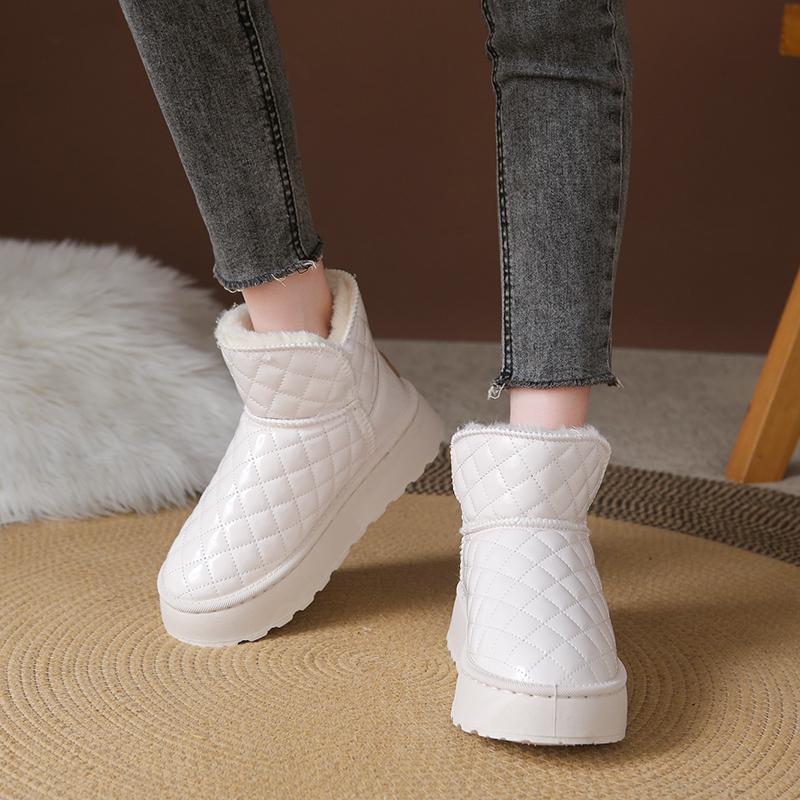 Modă Retro Platformă Piele Moale Cizme de Zăpadă pentru Femei Toamnă Iarnă 2025 Nișă Culoare Solidă Botine de Modă