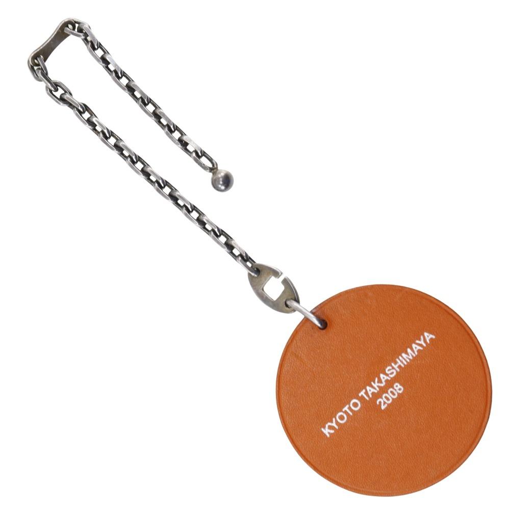 

HERMES Takashimaya limited key ring KYOTO TAKASHIMAYA 2008 Key charm Orange leather/Silver925 unisex Used