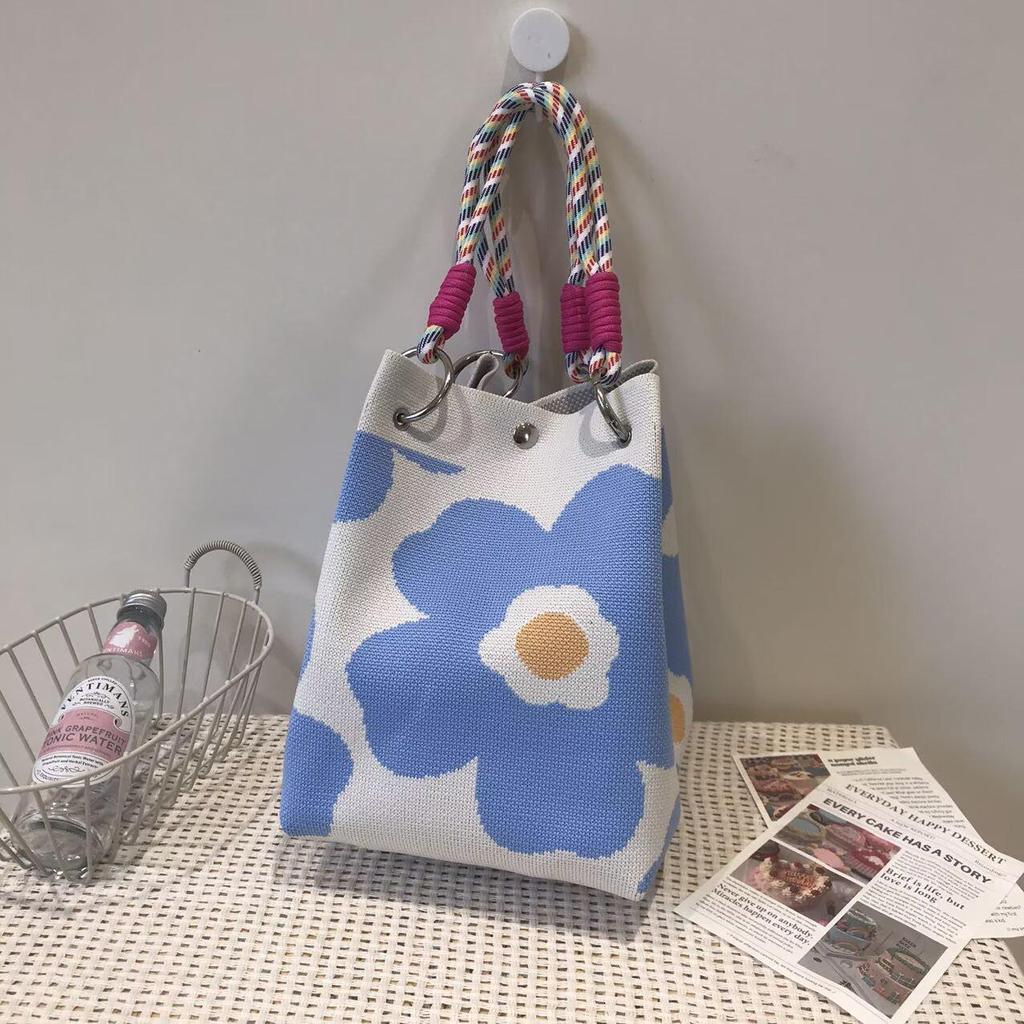 Korean Style Knitted Bucket Bag - Women's Fashion Versatile Handbag 2025