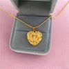 Vietnamese Gold Plated Peach Heart Necklace with Teardrop Pendant