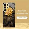 Black gold floral design electroplated glass phone case suitable for Samsung GalaxyS26 S25 S24 S22 S21S20FE/Ultra/Plus anti drop
