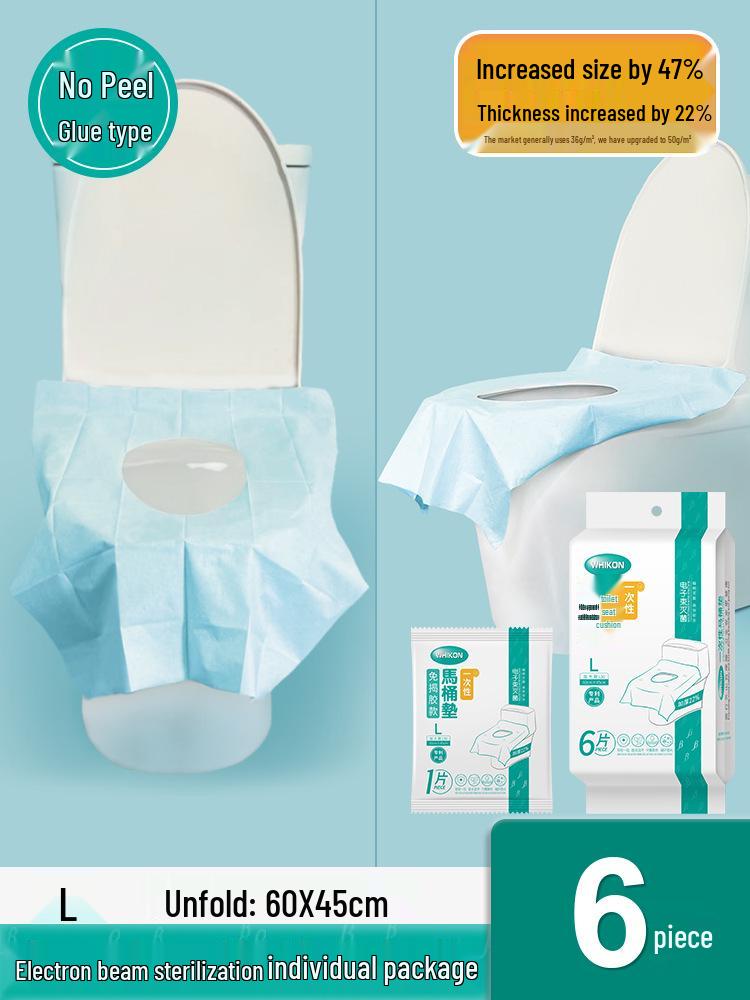 Thickened Disposable Toilet Seat Covers with No-Peel Adhesive – Ideal for Travel & Hotel Use