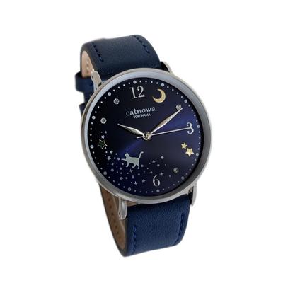 Orologio Vera Pelle Cielo Notturno Gatto Carino Articoli Regalo Popolare Donna [La Passeggiata del Gatto]