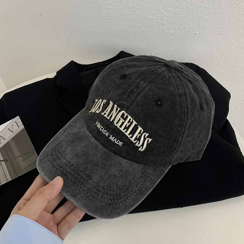 

Ретро серая бейсболка женская летняя выстиранная большой окружности головы модная осенне-зимняя, подчеркивающая лицо, маленькая кепка с козырьком adjustable