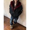Men's Retro Red Fur Collar PU Leather Cotton Jacket - Heavyweight, Plus Velvet, Thickened, Warm