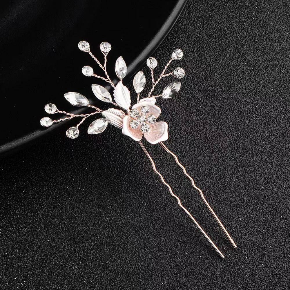 Rhinestone Crystal Flower Hairpins Hair Jewelry Vine Hair Pin Graduation Ceremonies