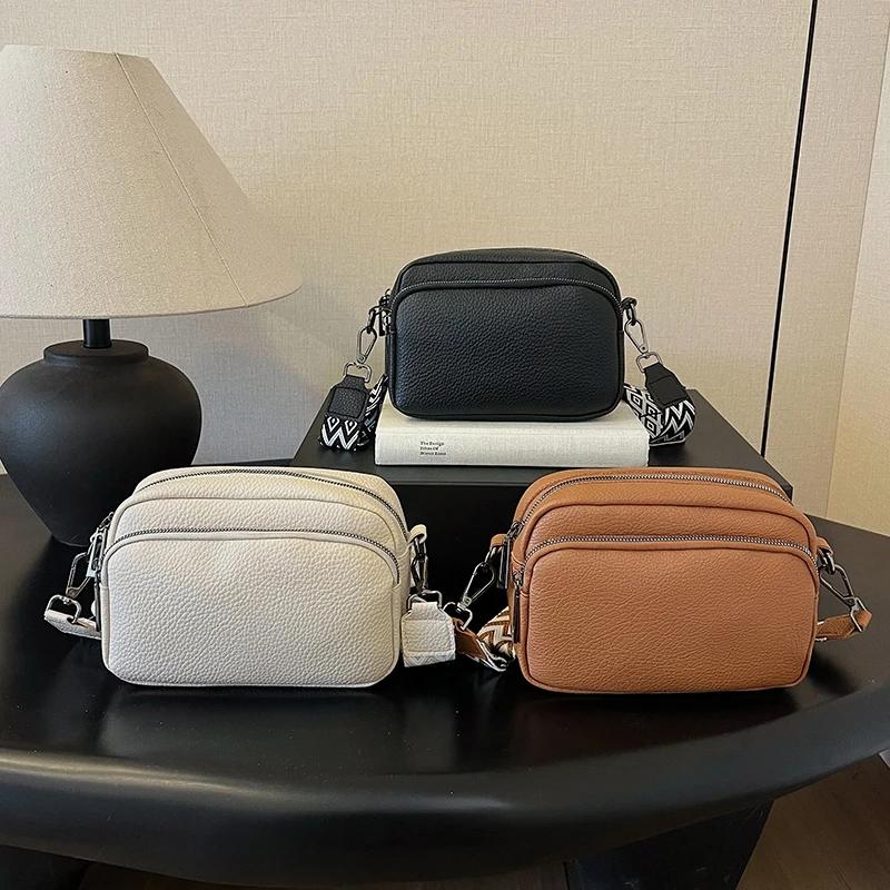 Lässige kleine quadratische Umhängetaschen aus Plutonium mit breiten Riemen, Freizeit, Sport, einfache Popularität, Umhängetaschen