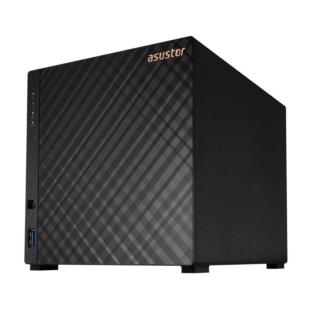 ASUSTOR ASUS Subsidiary NAS Kit 4 Bay AS1104T Drivestor 4 Quad Core CPU Equipped with High Speed Port DDR4 1GB Memory Manufacturer 3 Year Warranty