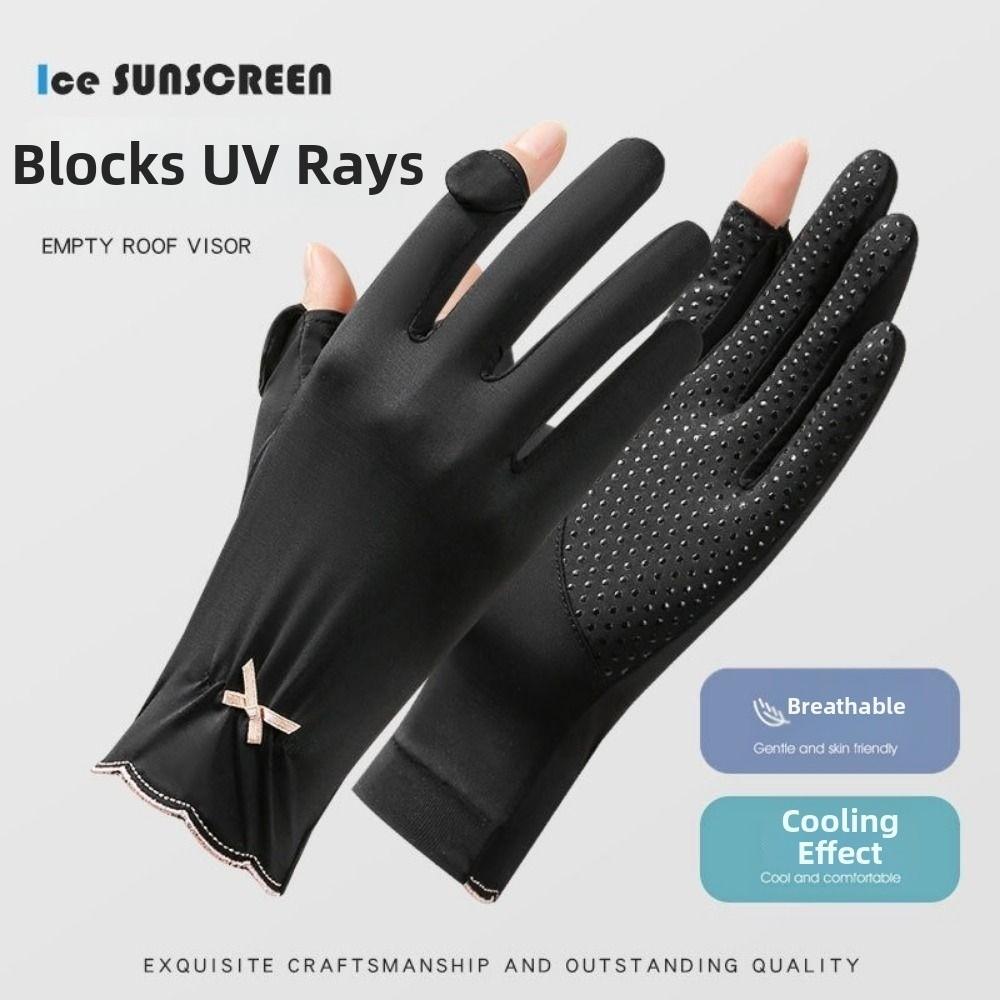Sun Protection Women Sunscreen Gloves Thin Summer Driving Mittens Ice Silk Riding Gloves  Driving