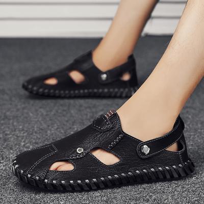 Summer Men's Climbing Trail Jogging Casual Shoes Men's Genuine Leather Sandals Comfortable Breathable Outdoor Slippers
