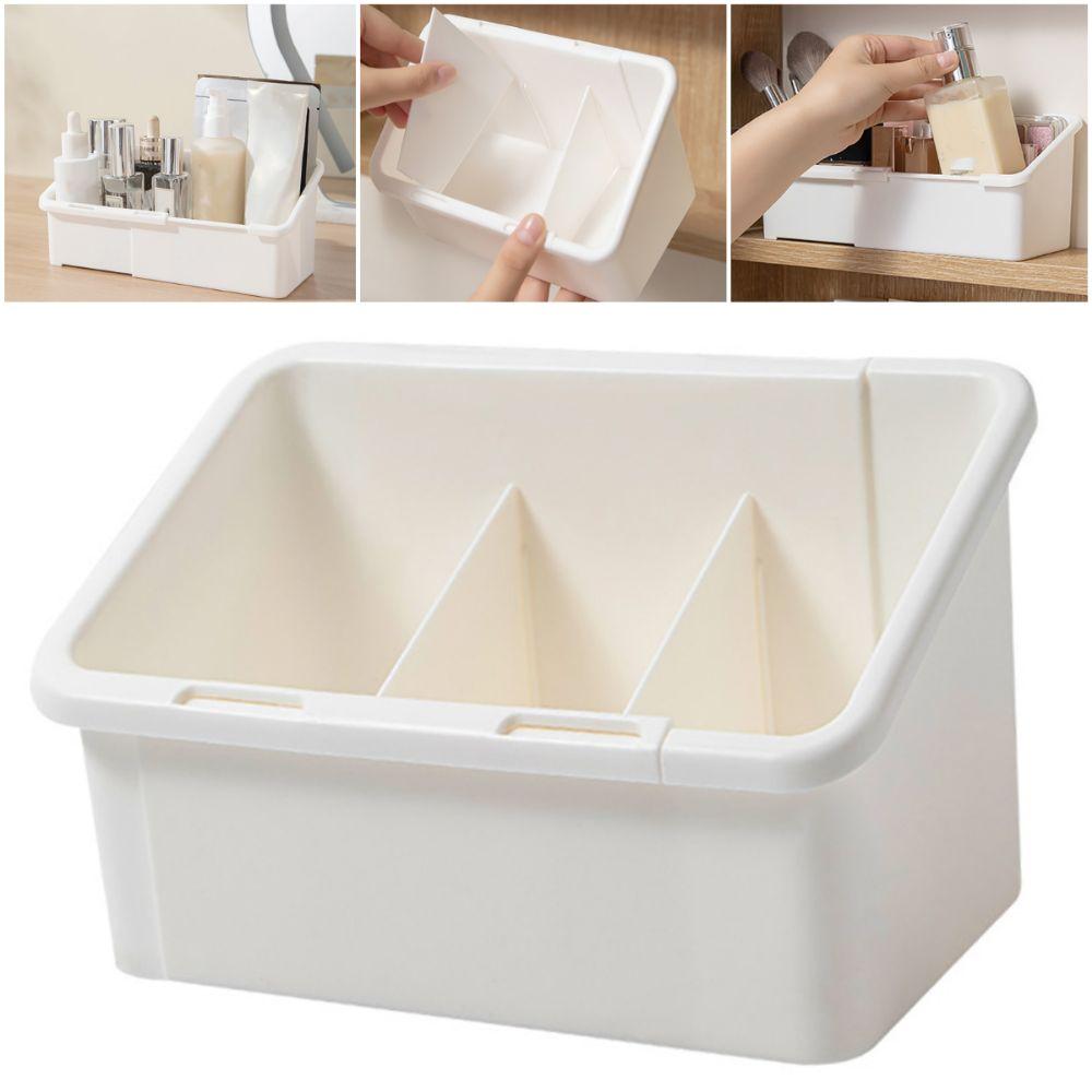 Expandable Design Cosmetic Storage Box White Desktop Storage Rack  Bathroom Organization