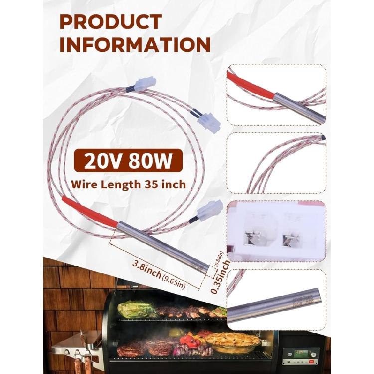 Professional Grill Igniters Replacement Part 20V Stainless Steel Pellet Stove Heating Tube Ignition Component