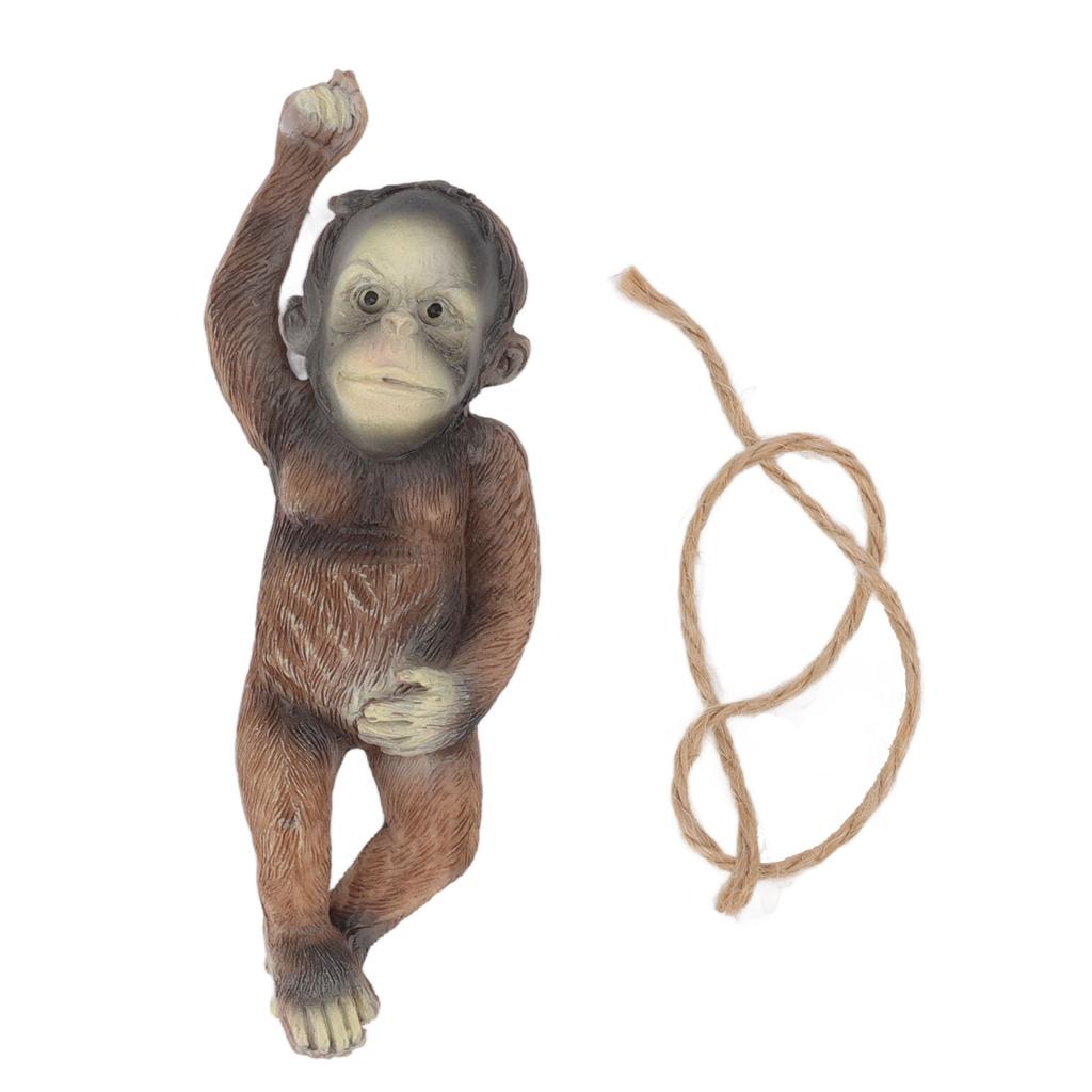 Baby Monkey Hanging Statue Exquisite Carving Resin Brown Monkey Sculptures for Trees Gardens