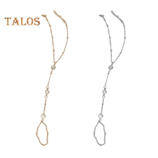 Women Bracelet Ring Integrated Alloy Retro Ethnic Rhinestone Decor Hand Chain Bracelet Ring Hollow Chain Finger Ring Bracelet Boho Beach Jewelry Gift