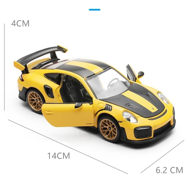 1/32 Porsche 911 GT2 RS Alloy Sports Car Model Diecasts Metal Racing Car Model Simulation Sound Light Collection Kids Toys Gifts