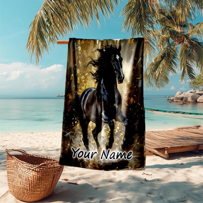1PC Custom Name Equestrian Dreams Beach Towel Highly Absorbent And Sand-Resistant Towel for Swimming, Pool, Yoga, And Travel Lightweight