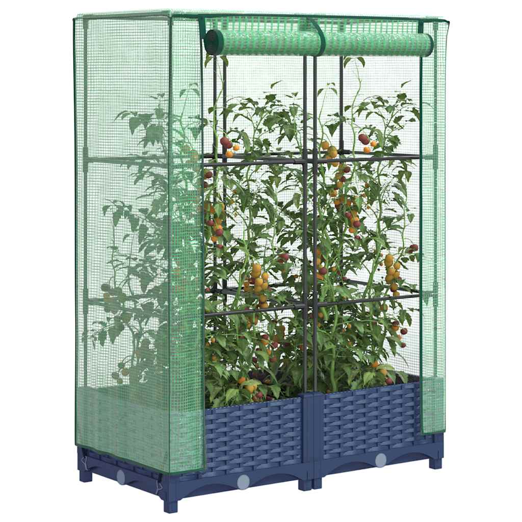 Vidaxl Raised Planter With Greenhouse, Rattan Look, 80X40X123 Cm