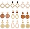 Personality Bamboo Rattan Hand-woven Geometry Drop Dangle Earrings for Women Temperament Summer Beach Stud Jewelry Holiday Gift