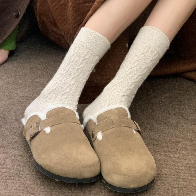 Twisted Wool Socks for Women's Autumn and Winter Mid-calf Socks, Thickened, Warm and Comfortable Plush Socks