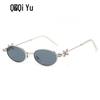 Jennie Style Oval Rhinestone Sunglasses - Trendy Small Frame Women's Nerd Glasses