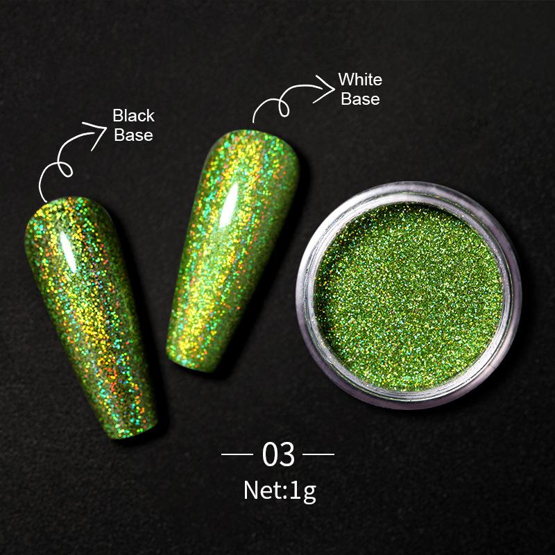 Nail Art Aperture Laser Powder, Nail Art Aurora Colorful Diamond Glitter, Rainbow Powder Metal Electroplated Nail Powder