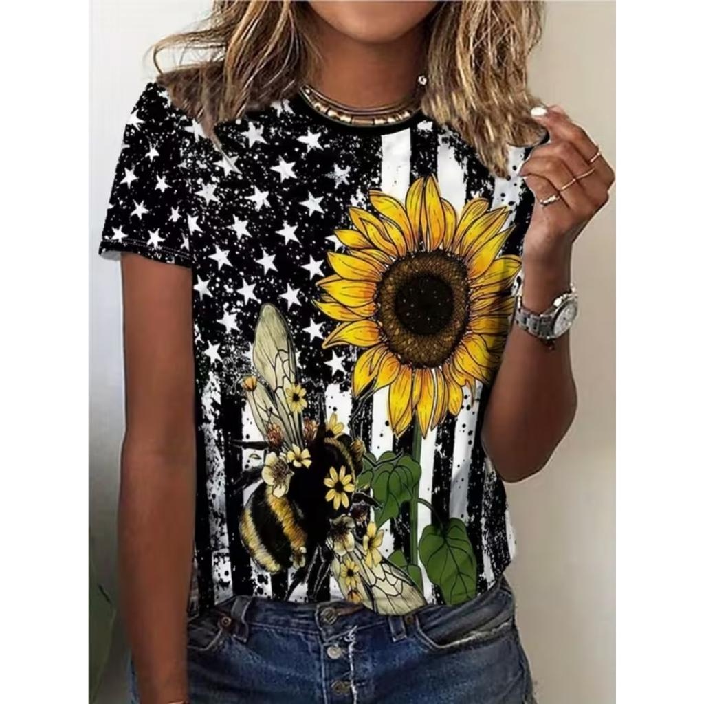 Fashion Women National Flag Print T Shirt Funny Casual O-neck Short Sleeves T-shirt Summer Female Tee Shirt