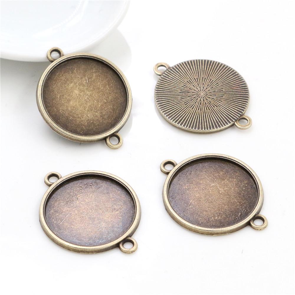 10pcs 20mm Inner Size Classic 5 Colors Plated One Sided Double Hanging Simple Style Cabochon Base Setting Charms Pendant