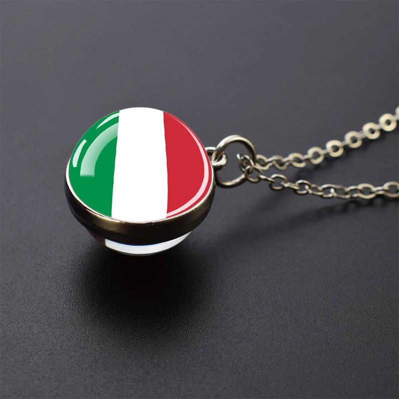 Countries Flag Glass Ball Necklace Russia France Spain UK Italy Poland Ukraine Flag Pendant Necklace Travel Gift