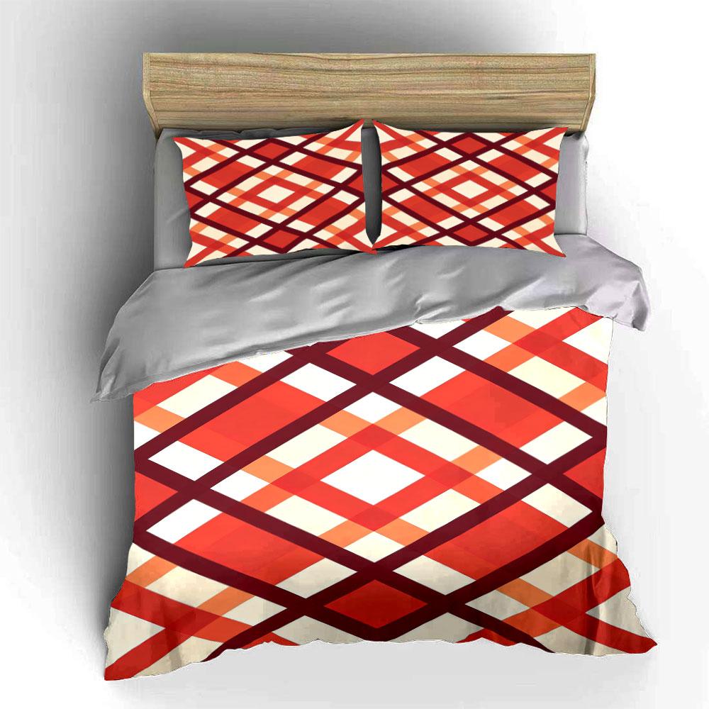 Red and orange plaid. Bedding sets Duvet cover sets Duvet covers Pillowcases(1 * Duvet Cover 2 * Pillowcases, without duvet insert)